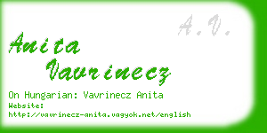 anita vavrinecz business card